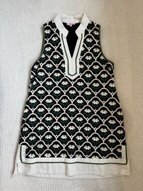 entro Button-Front Top in Black, Cream & Green